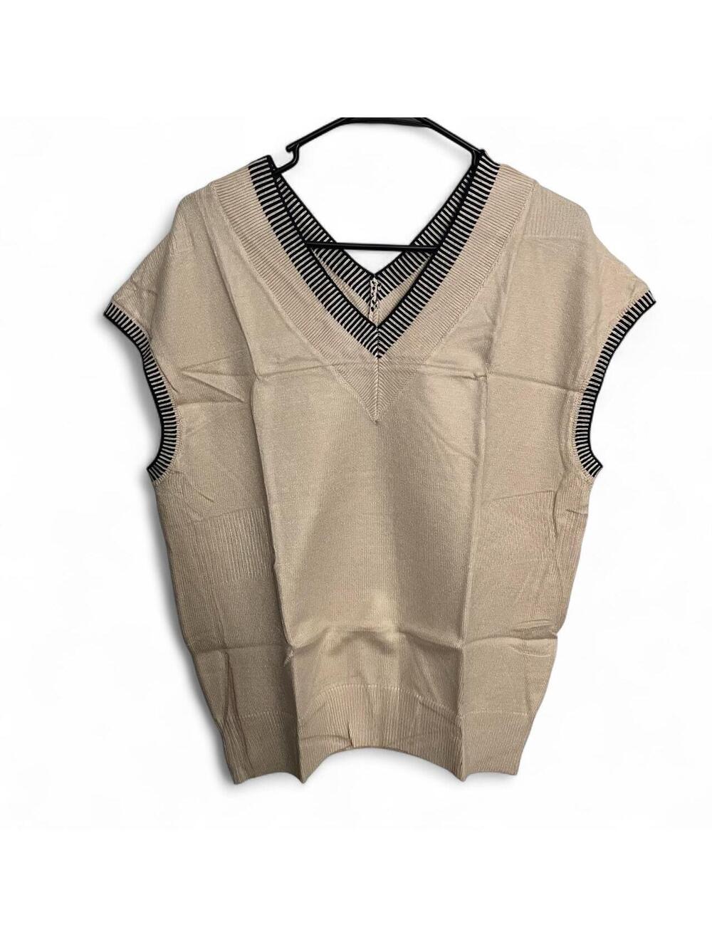 Vintage Beige Preppy V Neck Sweater Vest
